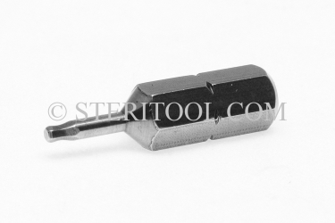 #11470 - 0.035" Ball Hex x 1"(25mm) OAL Stainless Steel Bit for Bit Holders. ball hex, bit, stainless steel